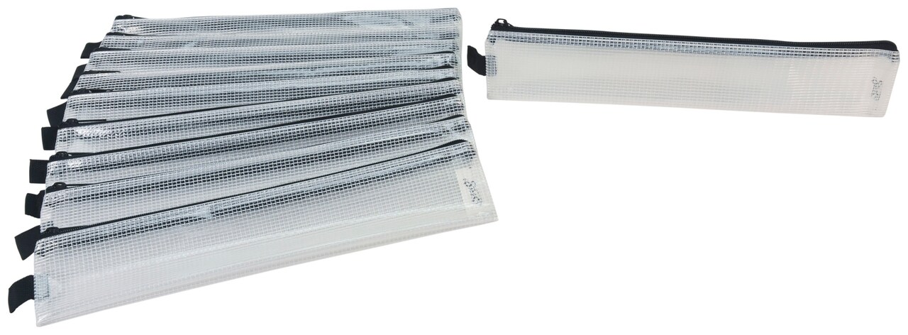 Sax Mesh Tool Case Pouches, 3 x 14 inches, Clear with Black Trim, Pack of 10